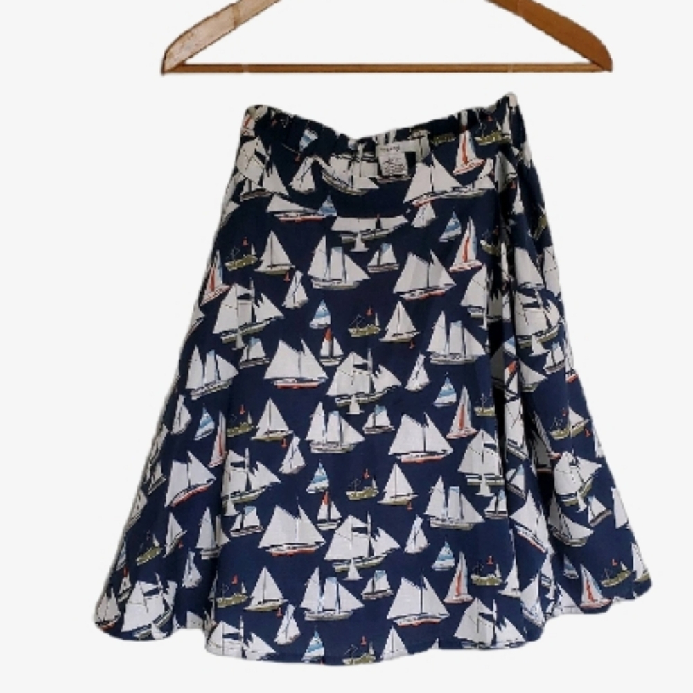 Navy Sailboat Print Skirt